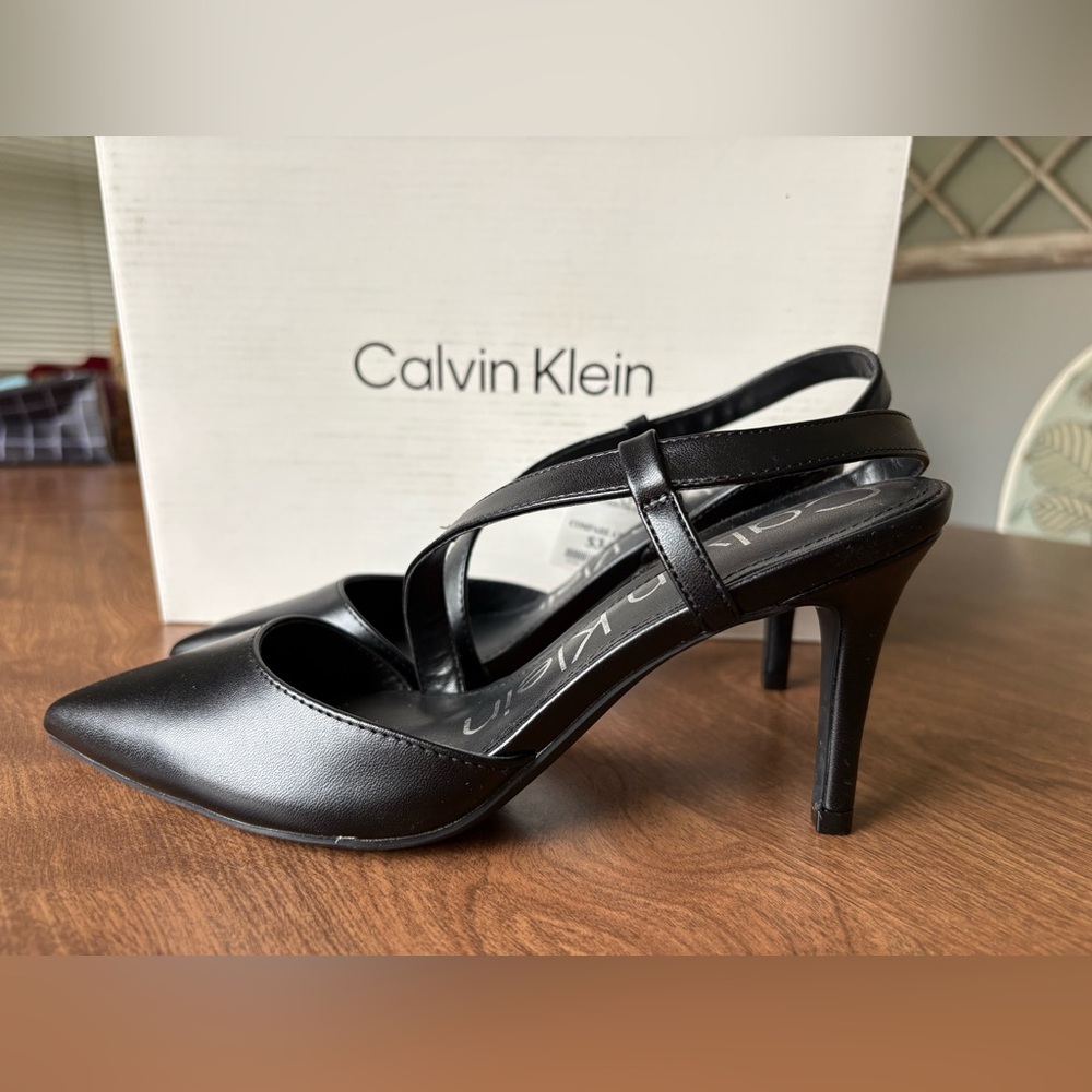 Calvin Klein Black Pointed Slingback Heels - Picture 4 of 7